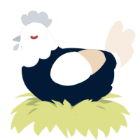Écrase, a tumblr and cream chicken with a head pattern