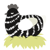 A sable and white chicken with a bar pattern