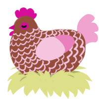 A russet and pink chicken with a lace pattern