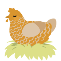 A orange and beige chicken with a lace pattern