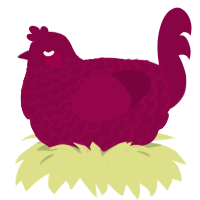 A maroon chicken with a lace pattern