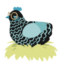 Zilla, a black and aqua chicken with a lace pattern