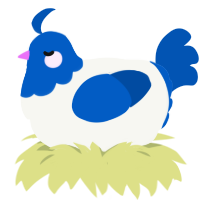BlueCollar, a white and ultramarine chicken with a head pattern
