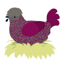 A grey and wine chicken with a double-lace pattern