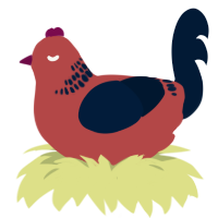 questioned religion, a red and tumblr chicken with a neck-band pattern