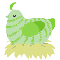 A gluppy and grass chicken with a bar pattern