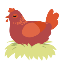 A red and vermilion chicken with a neck-speckle pattern