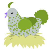 Green Onion, a silver and chartreuse chicken with a speckle pattern