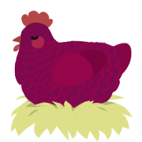 Gisela, a wine and maroon chicken with a lace pattern
