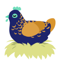 sonata, a navy and orange chicken with a half-lace pattern