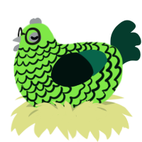 A violet and rose chicken with a lace pattern