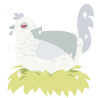 A white and mist chicken with a half-lace pattern