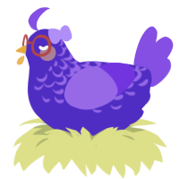 Jibola Shope, a indigo and blurple chicken with a half-lace pattern