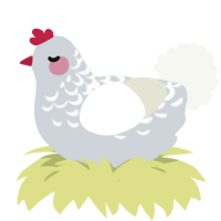 A mist and white chicken with a half-lace pattern