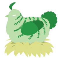 Broccoli, a gluppy and viridian chicken with a half-bar pattern
