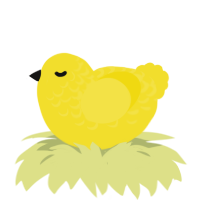 A yellow chicken with a half-lace pattern
