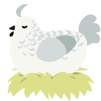 Sheer Ice Torrent, a white and silver chicken with a half-lace pattern