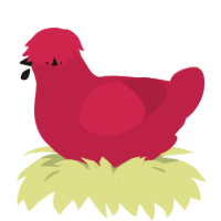 Yum Yum, a crimson chicken