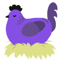 Grape Juice, a blurple and overcast chicken with a neck-band pattern