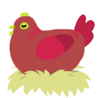 Another Apple, a red and crimson chicken with a neck-band pattern