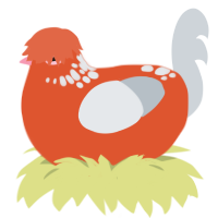 Carrot Cake, a vermilion and mist chicken with a neck-speckle pattern