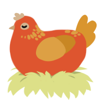 NOO THE FLAIR, a vermilion and orange chicken with a neck-speckle pattern