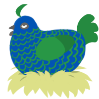mmmaybe, a ultramarine and viridian chicken with a lace pattern