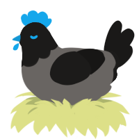 Kcalb, a grey and sable chicken with a head pattern