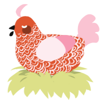 (unnamed), a vermilion and rose chicken with a double-lace pattern