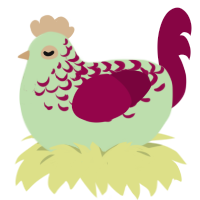 Cryptid, a gluppy and maroon chicken with a half-lace pattern