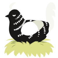 A sable and white chicken with a half-bar pattern