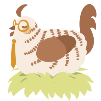 A cream and brown chicken with a half-bar pattern