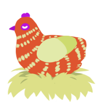 Name Name, a vermilion and lemon chicken with a bar pattern