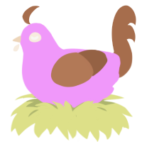 A lavender and brown chicken