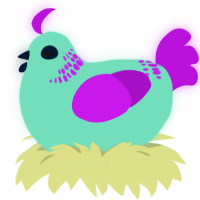 MintUbe, a mint and amethyst chicken with a neck-band pattern