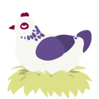 A white and overcast chicken with a neck-speckle pattern