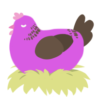 Weird, a orchid and bark chicken with a neck-band pattern