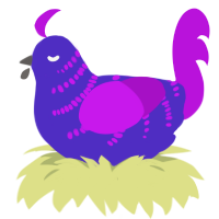 A indigo and amethyst chicken with a half-bar pattern