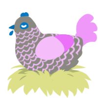 Unicorn, a ash and lavender chicken with a lace pattern