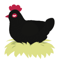 A black chicken with a lace pattern