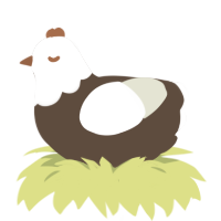 smor, a bark and white chicken with a head pattern