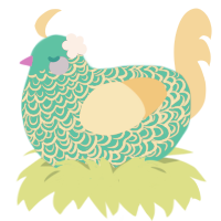 (unnamed), a turquoise and honey chicken with a double-lace pattern