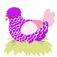 misty, a amethyst and rose chicken with a lace pattern
