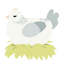 Heavenly project wip, a white and silver chicken with a neck-speckle pattern