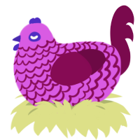 A orchid and wine chicken with a lace pattern