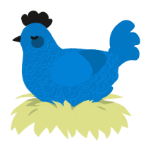 A sapphire chicken with a double-lace pattern