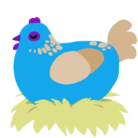 Sea Sandwich Jr, a sky and beige chicken with a neck-speckle pattern