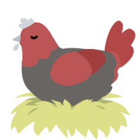 A grey and red chicken with a head pattern