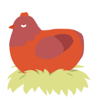 Terracotta, a vermilion and red chicken with a head pattern