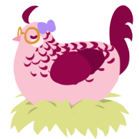 Laced, a rose and maroon chicken with a half-lace pattern